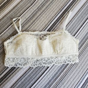 Aerie Cream Lace Longline Peekaboo Bralette